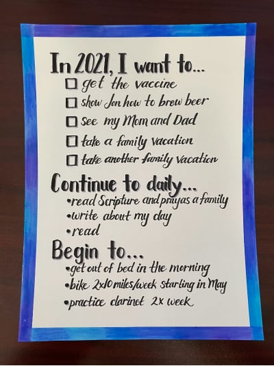 My resolutions are on my wall and in my face every day this year.