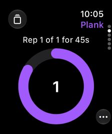 Timed exercise running on Apple Watch