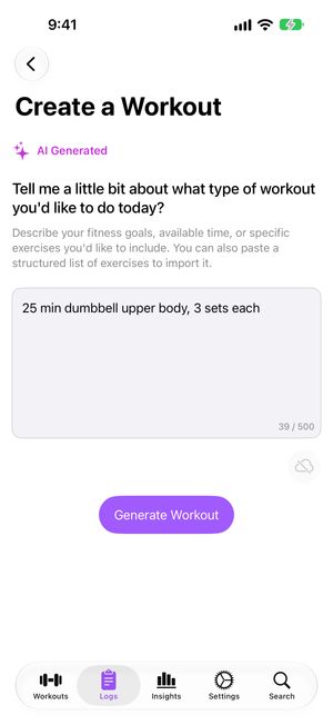 AI workout generation