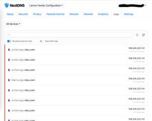 NextDNS lets you see the individual requests mit blocks. As you can see my Roku is a bit out of control with the tracker requests.