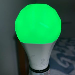 My nightstand lamp's nanoleaf essentials bulb, green with full brightness.