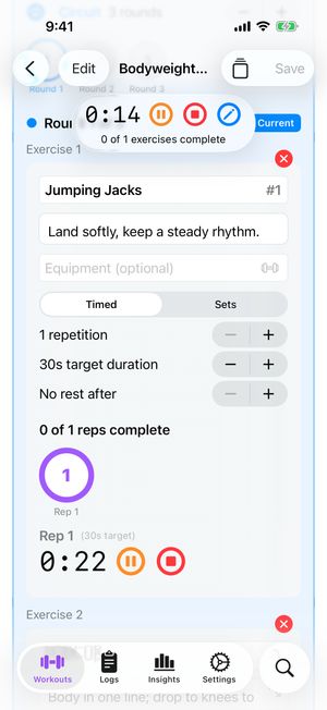 Circuit interval with automatic round advancement